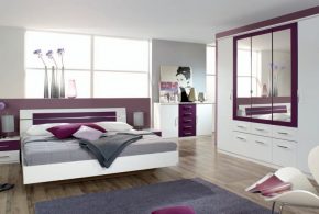 Спальня spa19434 по индивидуальным размерам на заказ, материалы из лдсп мдф эмали расцветка — фиолетовый белый в интернет магазине mebelblok.ru